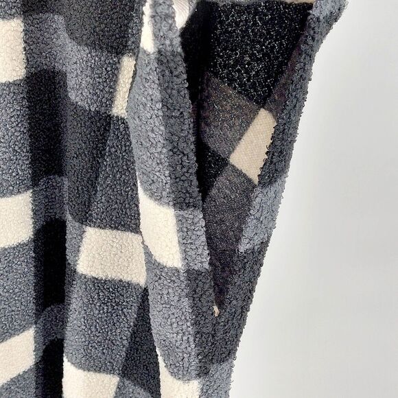 Lane Bryant Poncho Sz 18/20 Hooded Black Cream Checkered Lagenlook Cottagecore - Picture 4 of 7